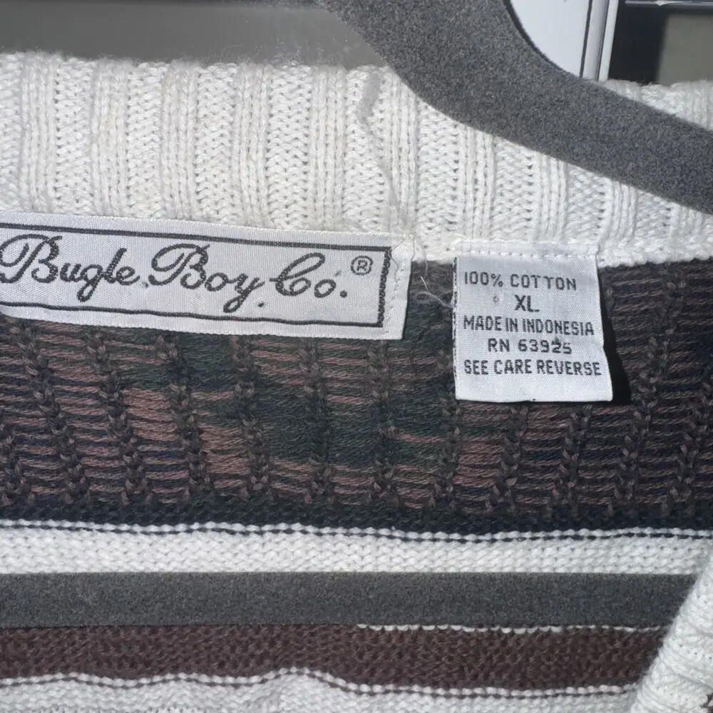 Vintage Grandpa Cardigan Bugle Boy Sweater Mens XL 90s Casual
